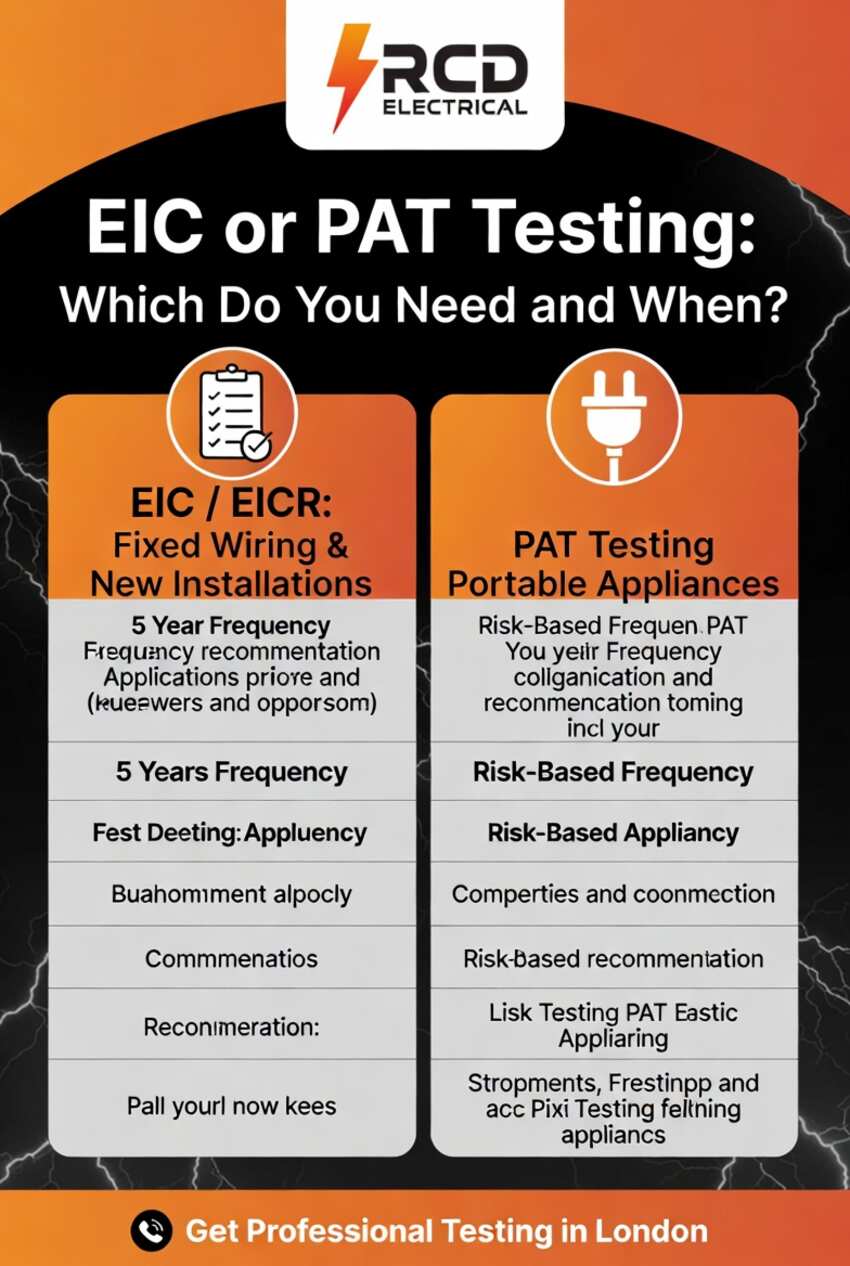 EIC or PAT Testing Infographic - RCD Electrical London